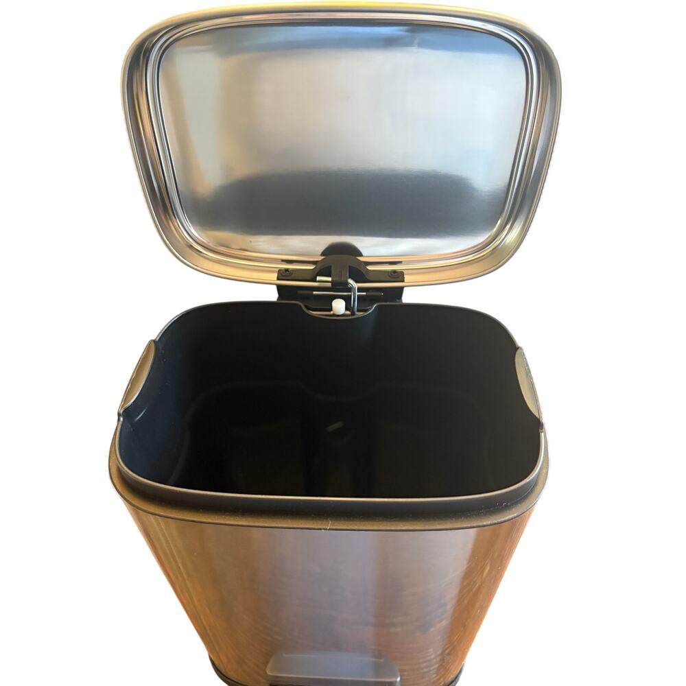 Smudge Resistant Small Rectangular Trash Can With Soft-Close Foot - Picture 7 of 12